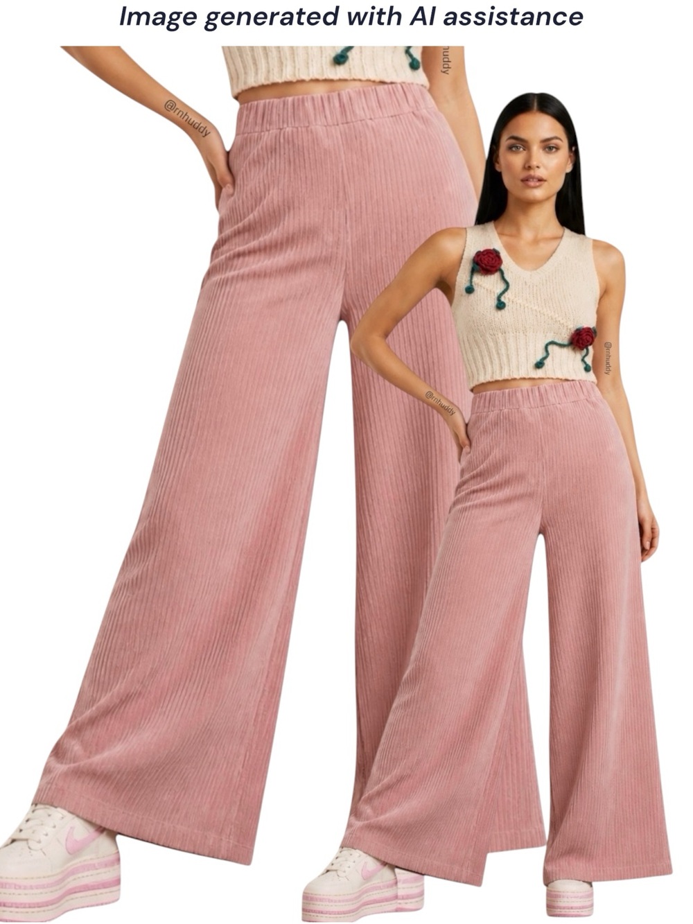 NWT Free People L Bambi Wide Leg Cord Rose Pants